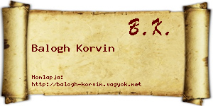 Balogh Korvin névjegykártya
